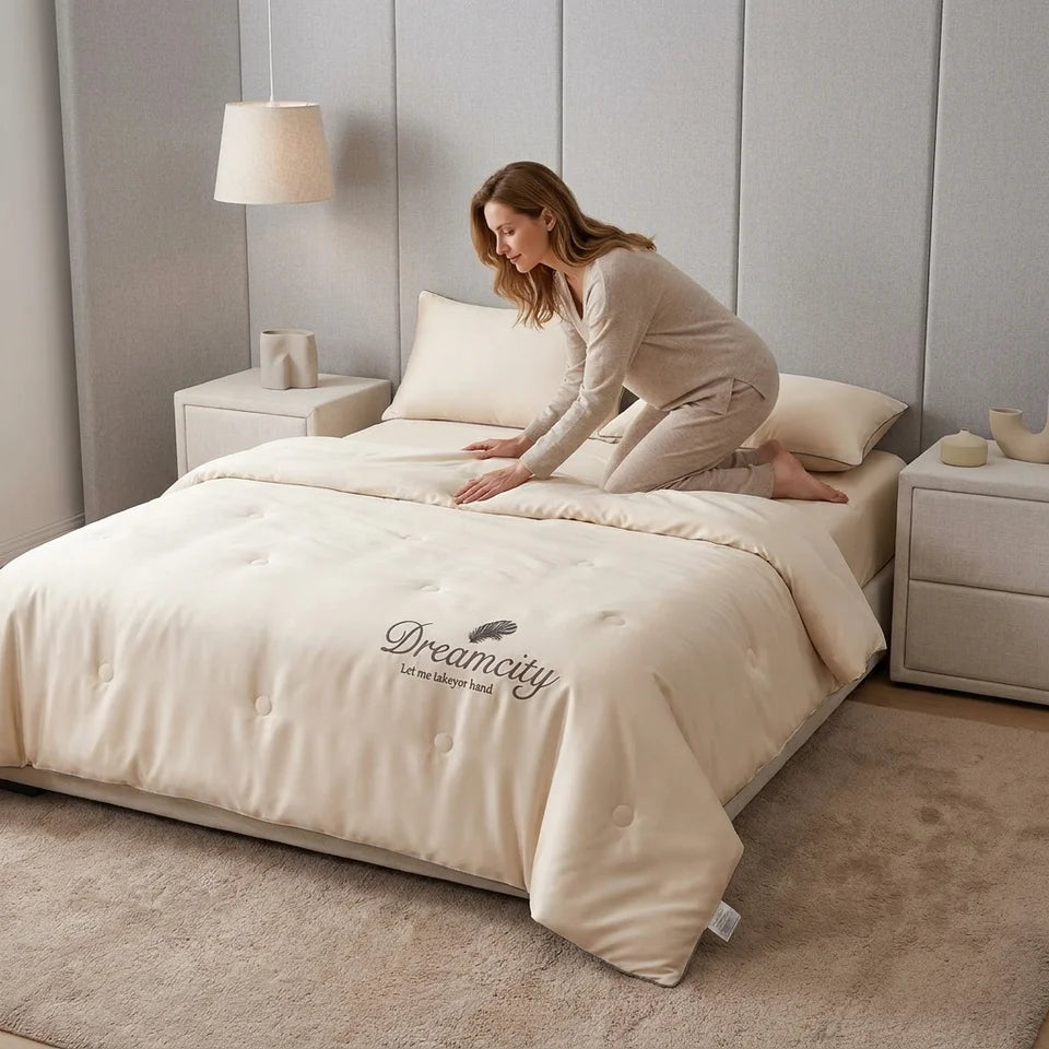 1pc Ultra Soft Summer Cool Quilt Feather embroidery pattern (1 Summer Quilt, Pillow Not Included)  Comfortable Air Conditioner Quilt Multi-Functional Summer Cool Quilt Cool Thin Quilt Bedding