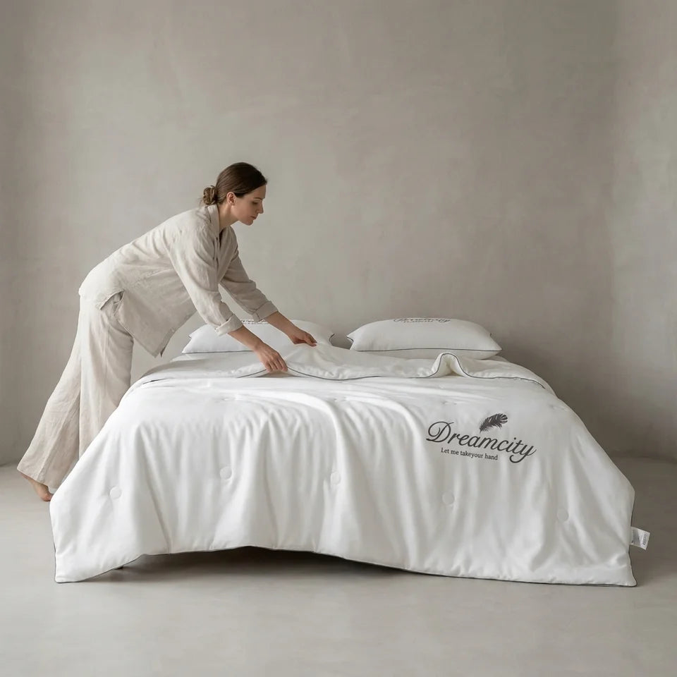 Cooling Embroidered Summer Quilt, Ultra-Soft Skin-Friendly Air Conditioner Quilt, Queen/King Size, Lightweight And Breathable Summer Cooling Quilt, Thin Nap Quilt. (Contains 1 Summer Quilt Solely, Pillow Core Not Included)