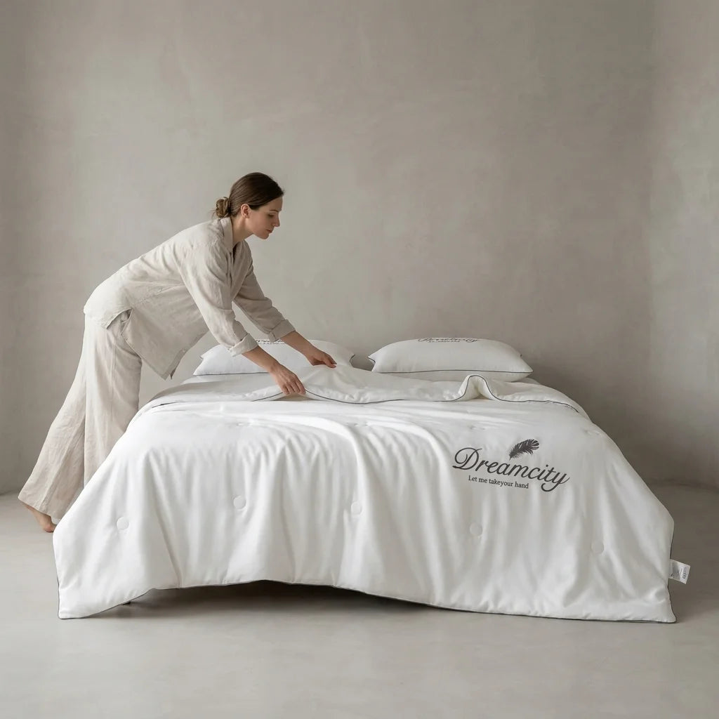 Cooling Embroidered Summer Quilt, Ultra-Soft Skin-Friendly Air Conditioner Quilt, Queen/King Size, Lightweight And Breathable Summer Cooling Quilt, Thin Nap Quilt. (Contains 1 Summer Quilt Solely, Pillow Core Not Included)
