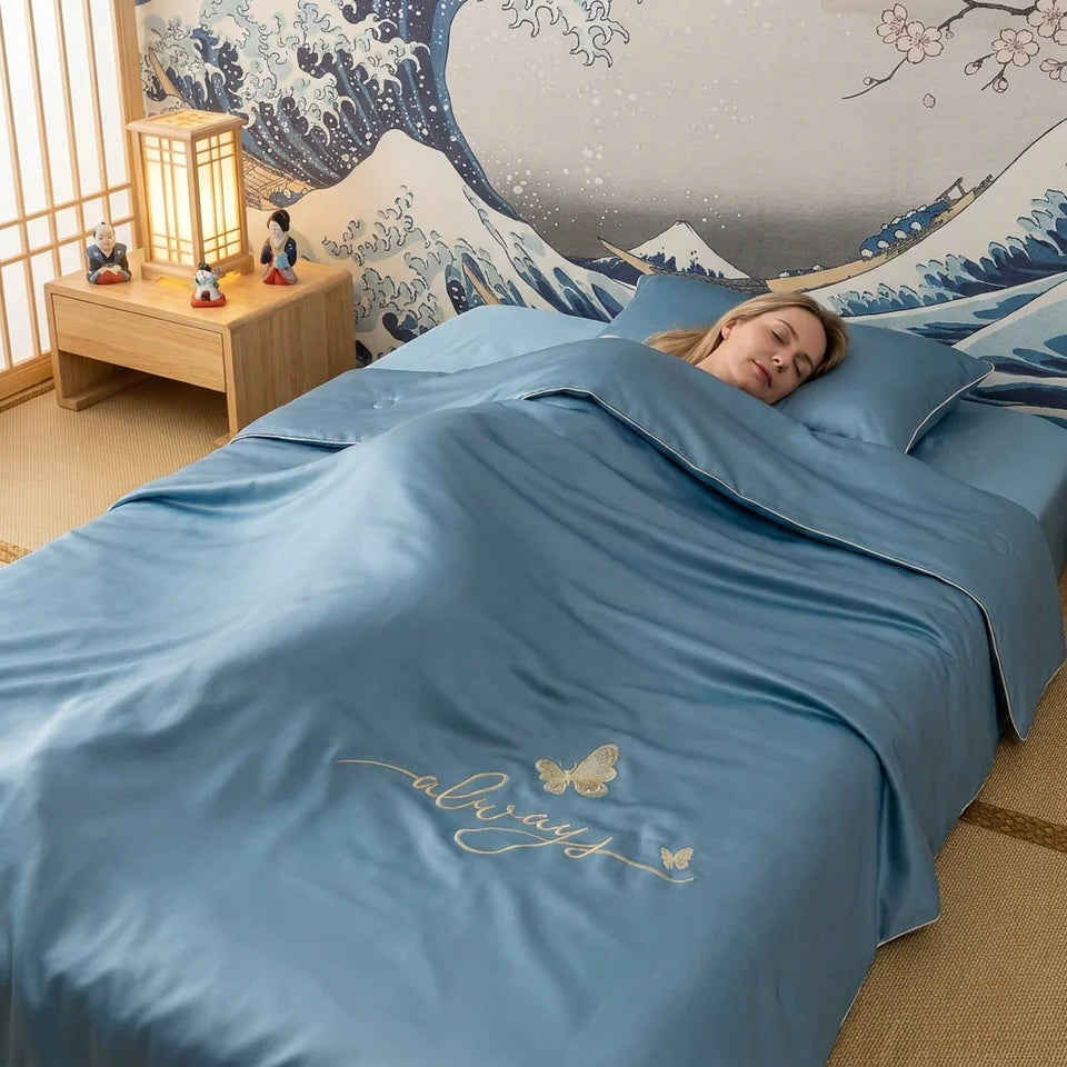 1PC Delicate Dream Butterfly Stitched Summer Quilt 135×200/150×200/200×200/200×230/229×229/229×264cm Portable Lightweight Cooling Bed Blanket Comfortable Sofa Throw for Dorm Office Nap Travel Daily Rest