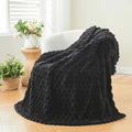 Super Soft Throw Blanket Pink Premium Silky Flannel Fleece 3D Ribbed Jacquard Lightweight Bed Blanket All Season Use (Pink Ribbe